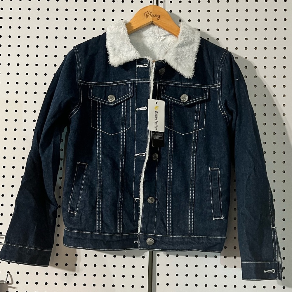 Faux fur lined Denim Jacket | Medium